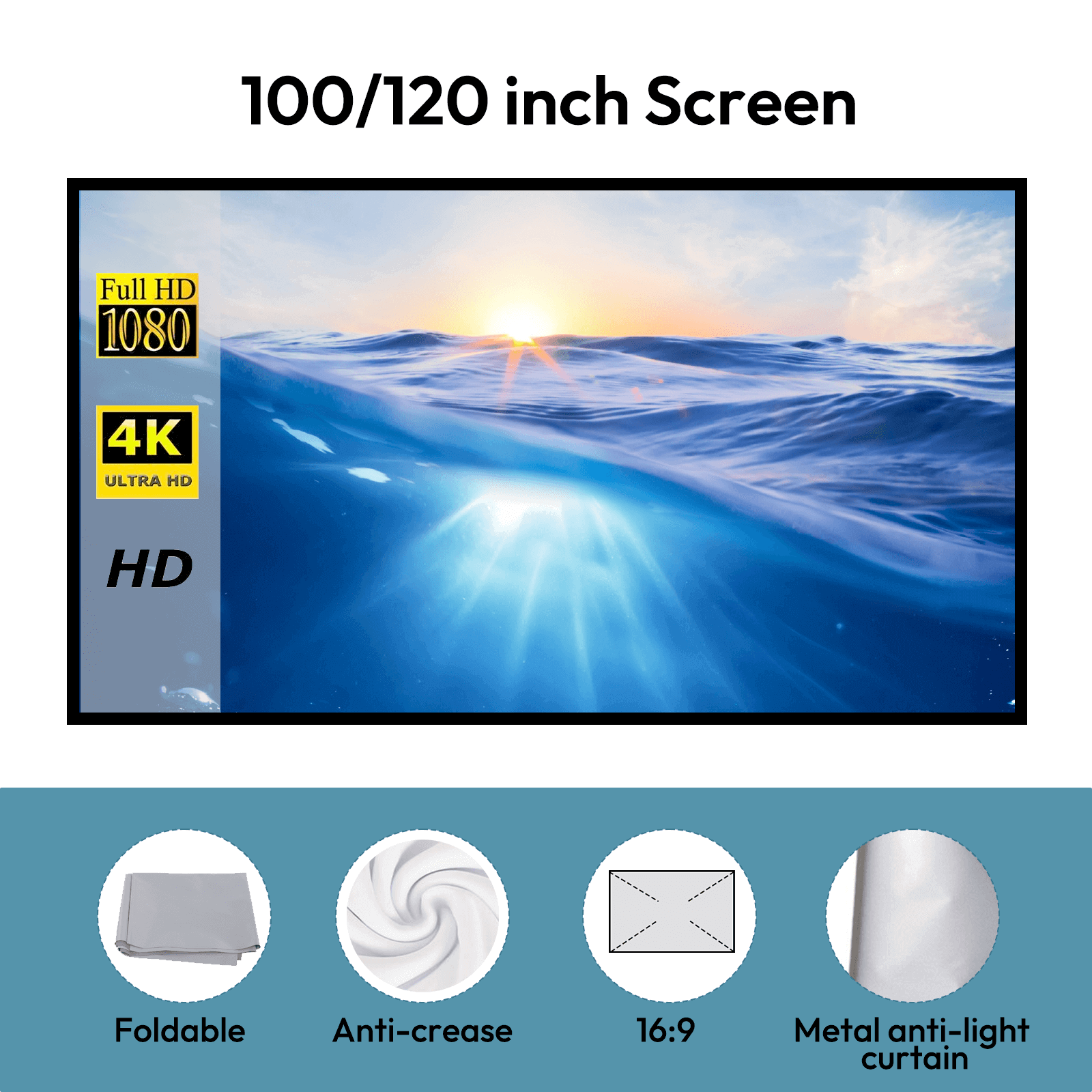 100" Foldable ALR Projection Screen | Portable Ambient Light Rejecting Screen for Home & Travel product photo from Xgody