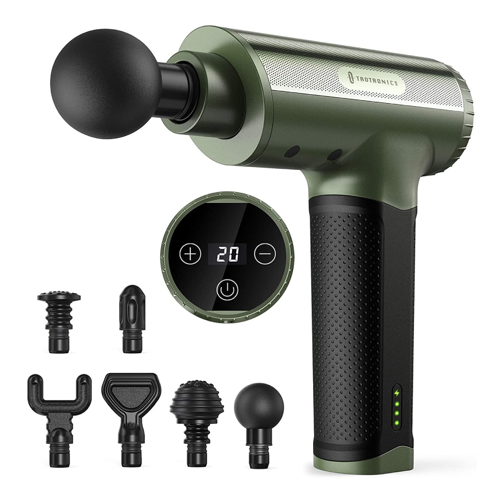 Taotronics Massage Gun Portable Deep Tissue Percussion Massager With 20 Adjustable Speeds And 6 Heads product photo from Taotronics