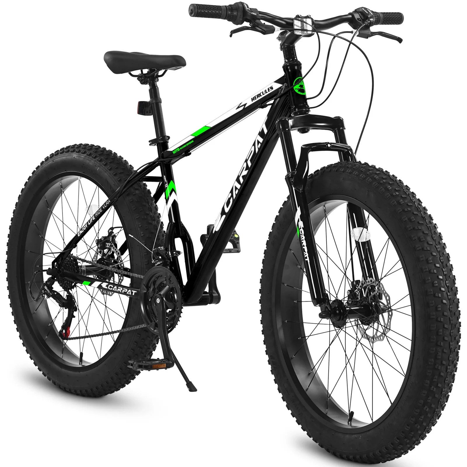 26 inch fat tire bike elecony s26109 high carbon steel frame shimano 21 speed black mtb product photo from Cycleaddons