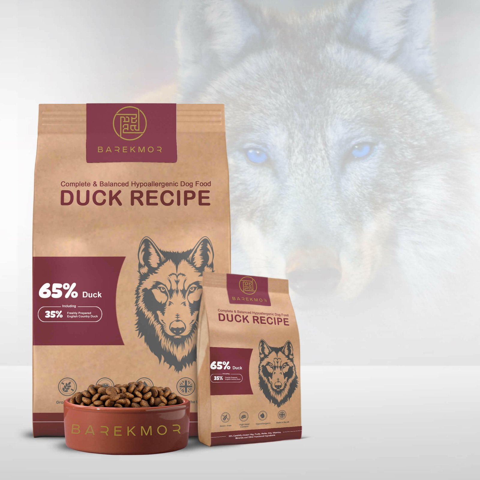 Barekmor® Duck Recipe: Hypoallergenic & Radiant Coat Adult Dog Food product photo from Barekmorpetfoods